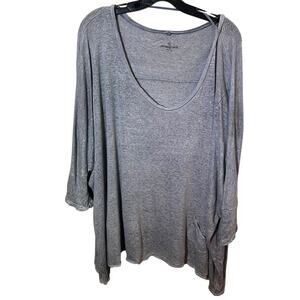 Pete & Greta Pete & Greta Blue Oversized Lagenlook Linen Blouse Sz M 3/4 Sleeve